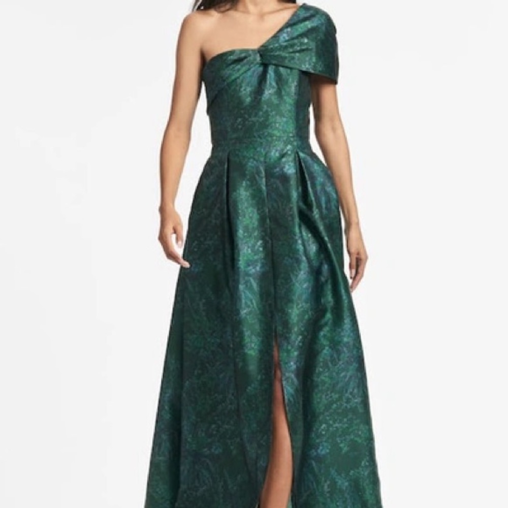 Sachin + Babi Teal One-Shoulder Gown